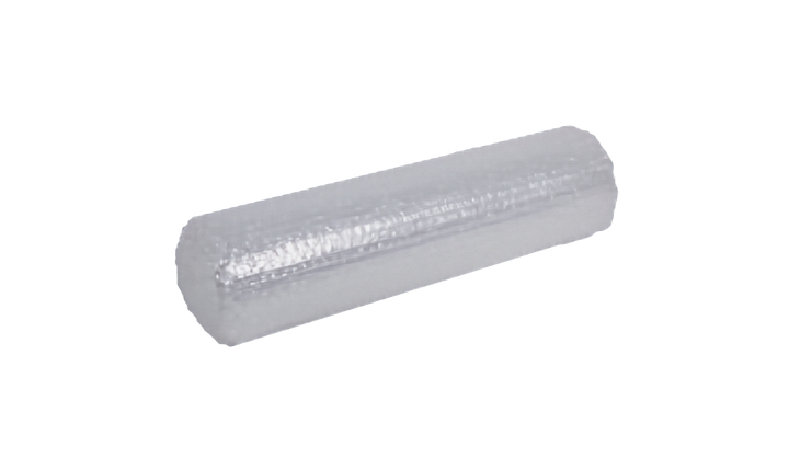 A roll of clear bubble wrap shown on a plain white background.
