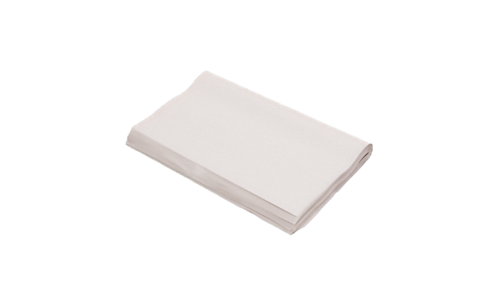 Bundled stack of white packing paper, not bundled with strapping. Pictured on a plain white background.